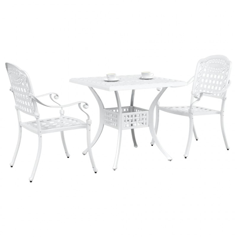 Zestaw stołów ogrodowych 3 pcs Biały Aluminium odlewane