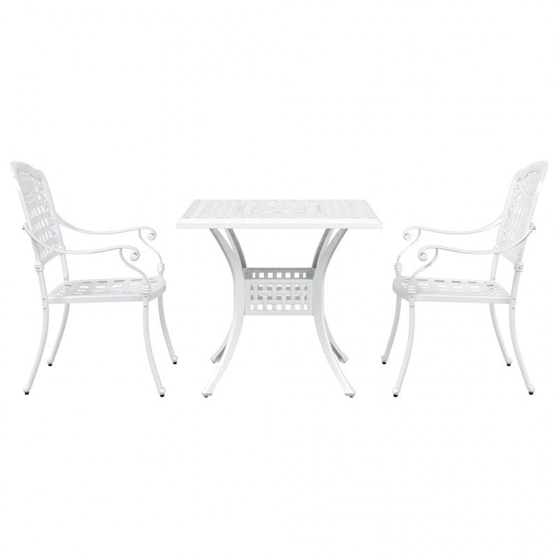 Zestaw stołów ogrodowych 3 pcs Biały Aluminium odlewane