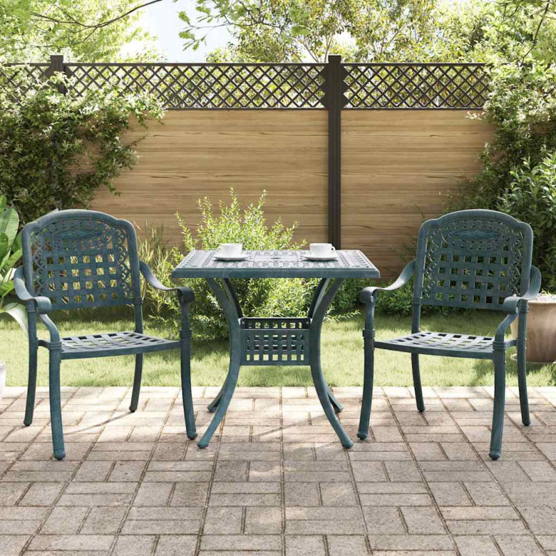 Zestaw stołów ogrodowych 3 pcs Zielony Aluminium odlewane