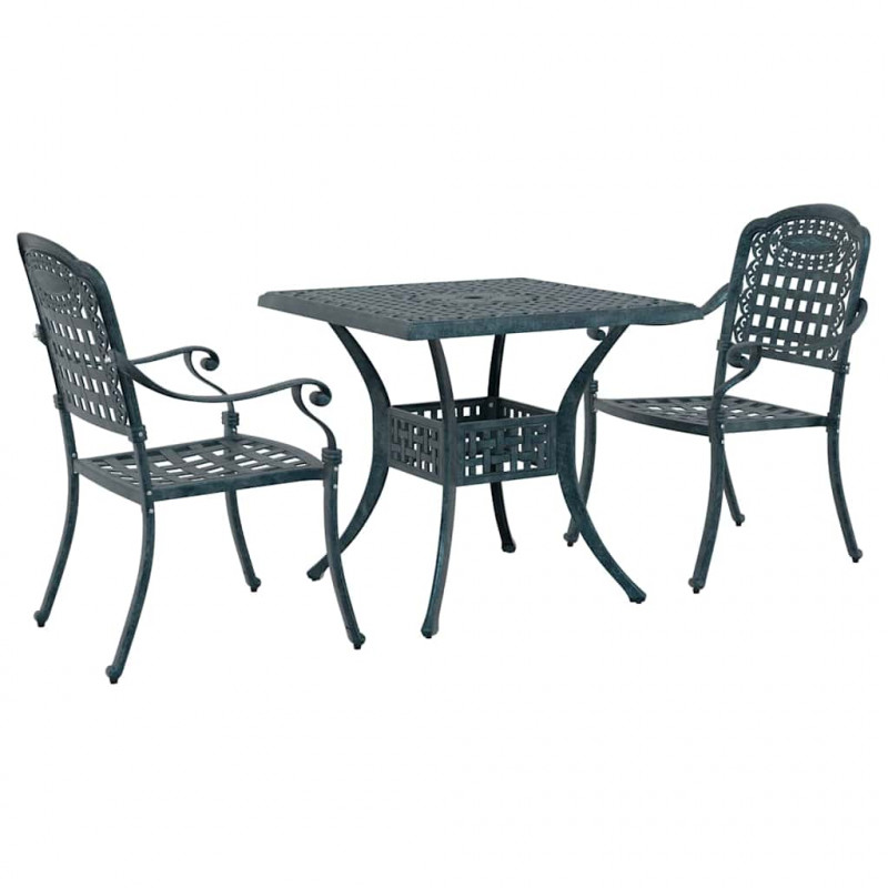 Zestaw stołów ogrodowych 3 pcs Zielony Aluminium odlewane