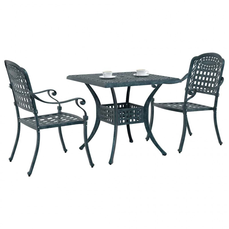 Zestaw stołów ogrodowych 3 pcs Zielony Aluminium odlewane