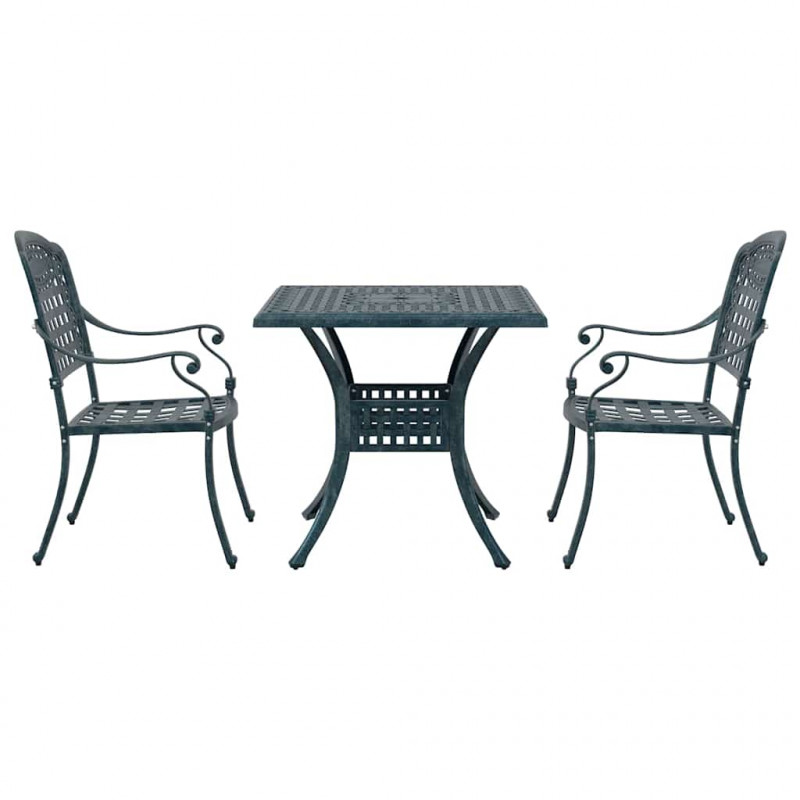 Zestaw stołów ogrodowych 3 pcs Zielony Aluminium odlewane