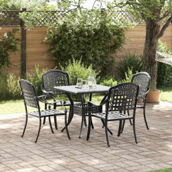 Zestaw stołów ogrodowych 5 pcs Czarny Aluminium odlewane