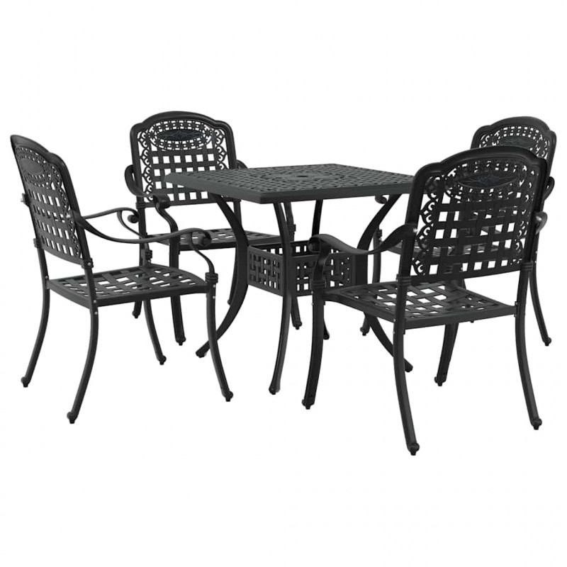 Zestaw stołów ogrodowych 5 pcs Czarny Aluminium odlewane