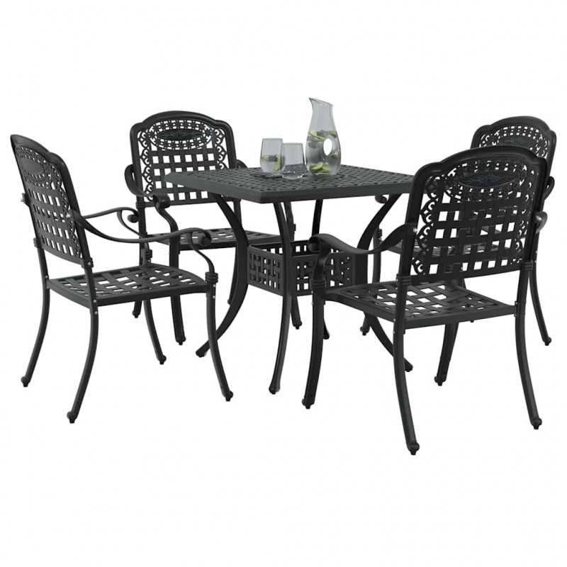 Zestaw stołów ogrodowych 5 pcs Czarny Aluminium odlewane