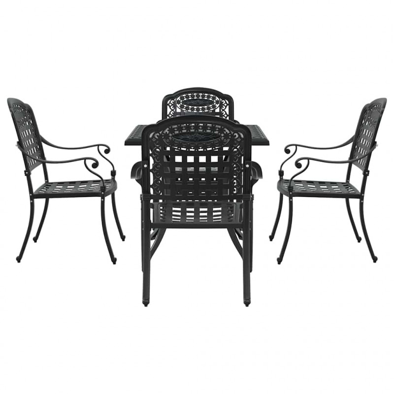 Zestaw stołów ogrodowych 5 pcs Czarny Aluminium odlewane