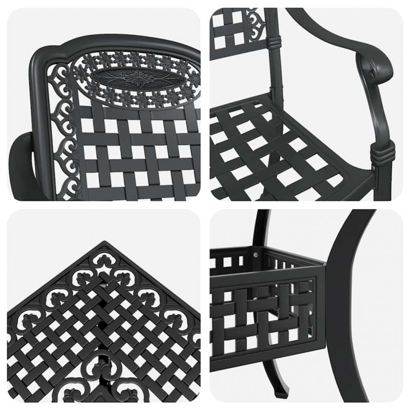 Zestaw stołów ogrodowych 5 pcs Czarny Aluminium odlewane