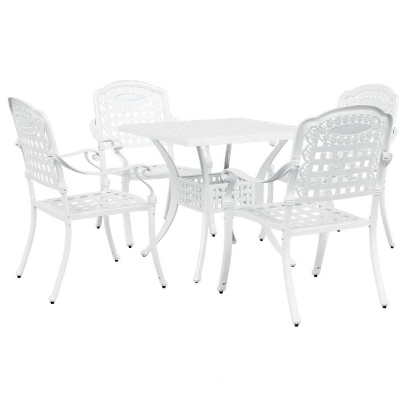 Zestaw stołów ogrodowych 5 pcs Biały Aluminium odlewane