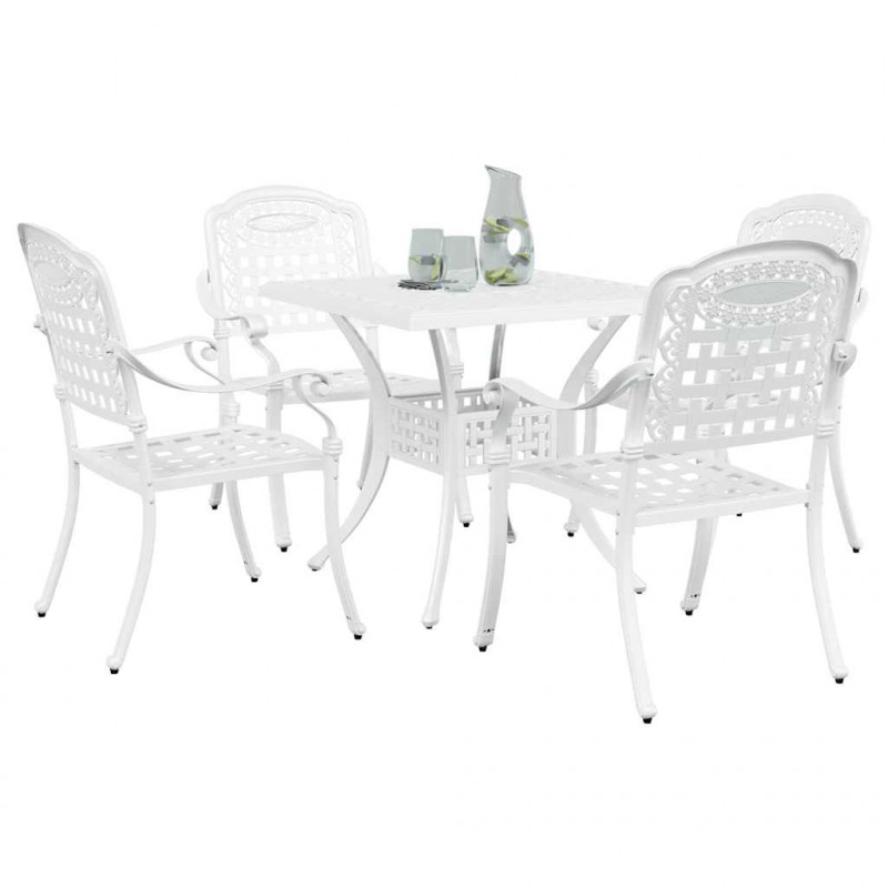 Zestaw stołów ogrodowych 5 pcs Biały Aluminium odlewane