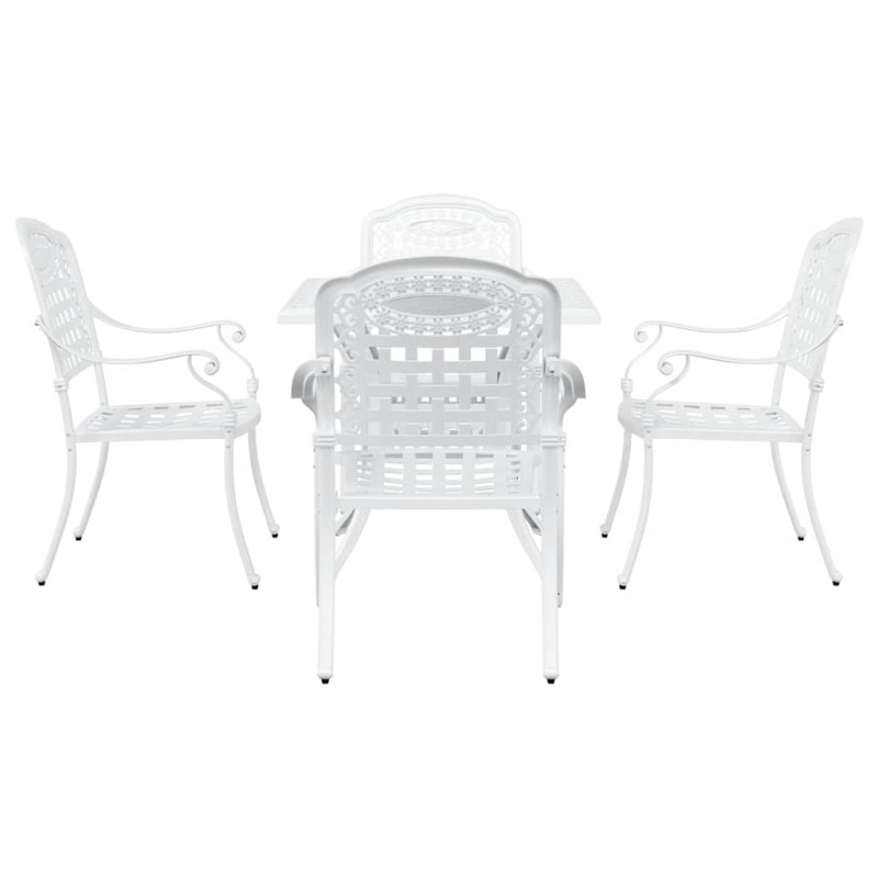 Zestaw stołów ogrodowych 5 pcs Biały Aluminium odlewane