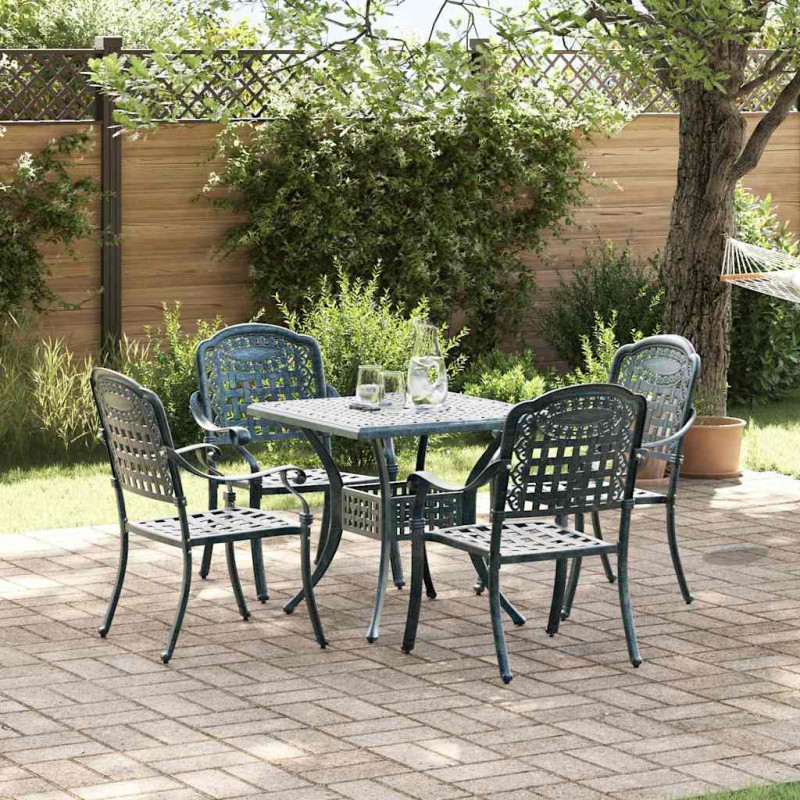 Zestaw stołów ogrodowych 5 pcs Zielony Aluminium odlewane