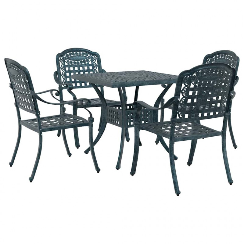 Zestaw stołów ogrodowych 5 pcs Zielony Aluminium odlewane