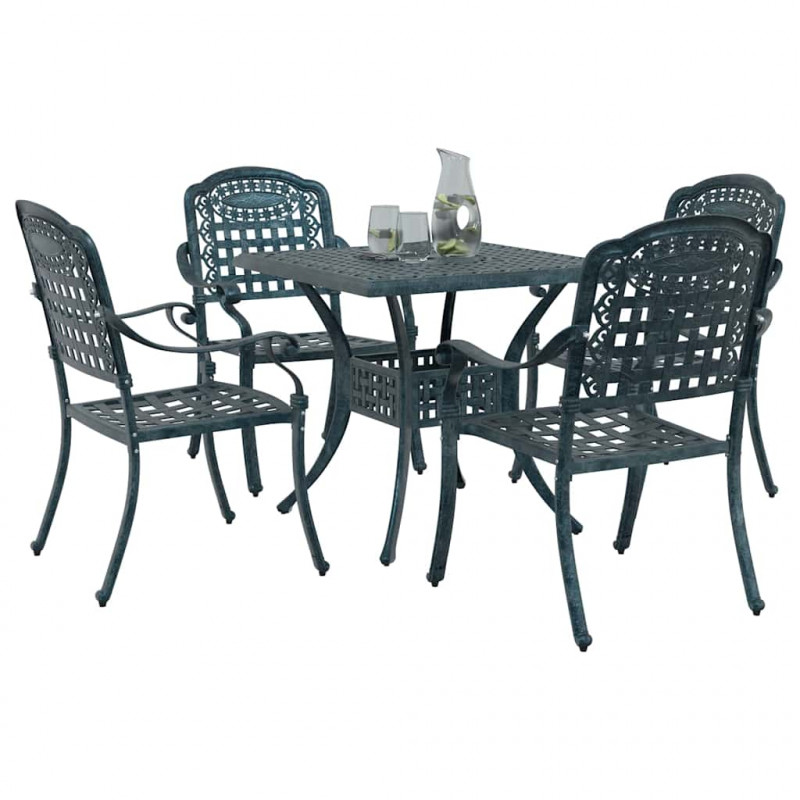 Zestaw stołów ogrodowych 5 pcs Zielony Aluminium odlewane