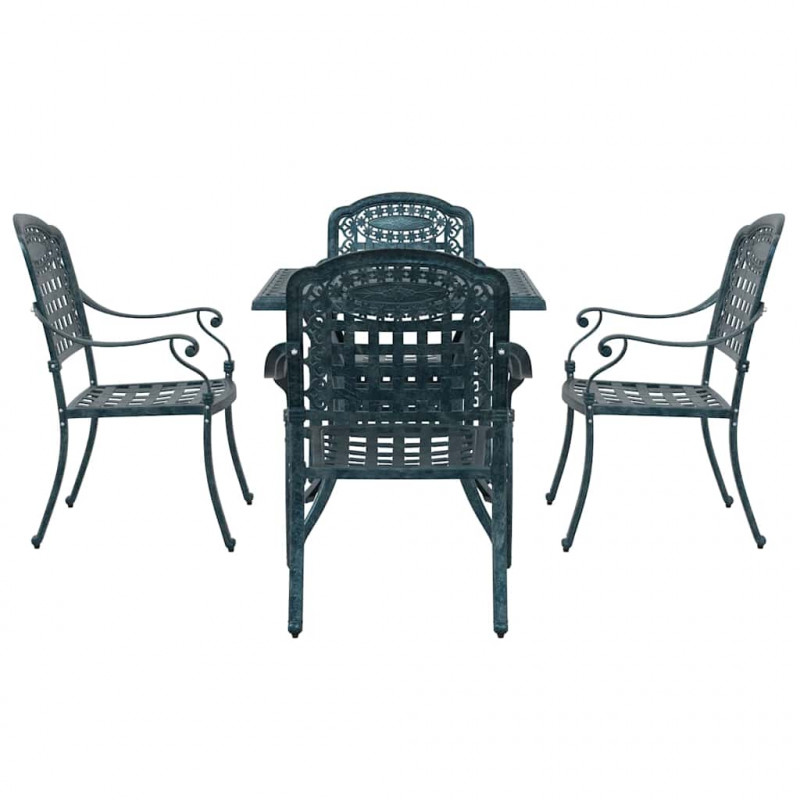 Zestaw stołów ogrodowych 5 pcs Zielony Aluminium odlewane
