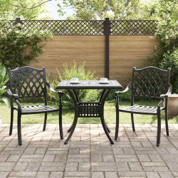 Zestaw stołów ogrodowych 3 pcs Czarny Aluminium odlewane