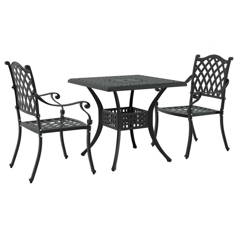 Zestaw stołów ogrodowych 3 pcs Czarny Aluminium odlewane