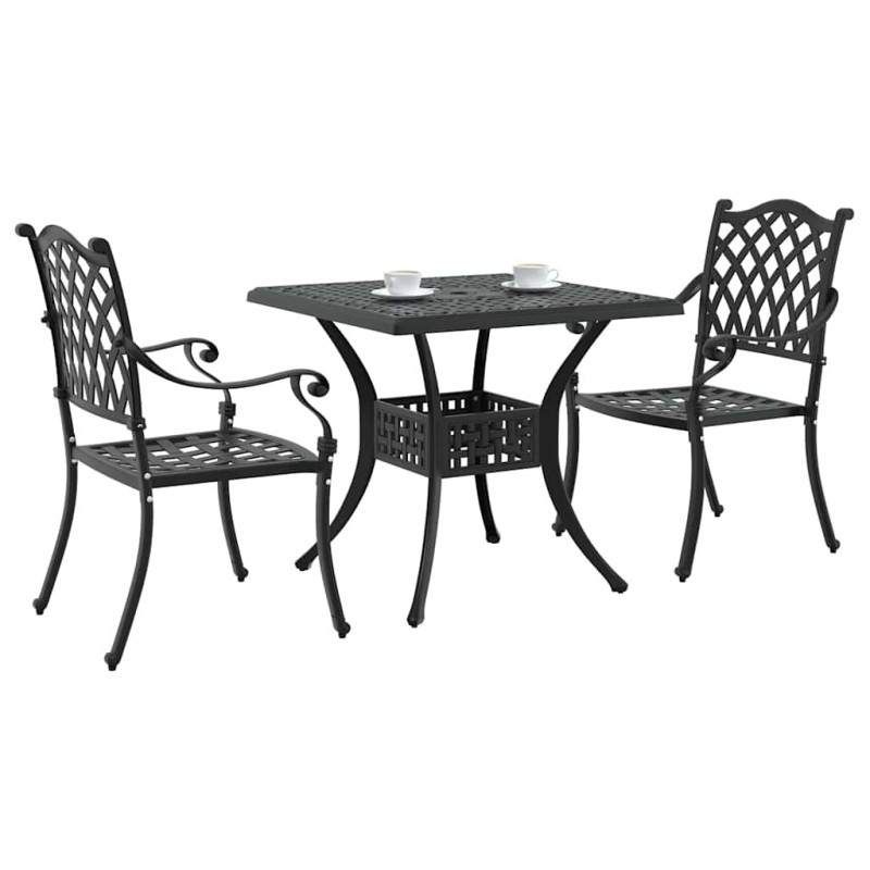 Zestaw stołów ogrodowych 3 pcs Czarny Aluminium odlewane