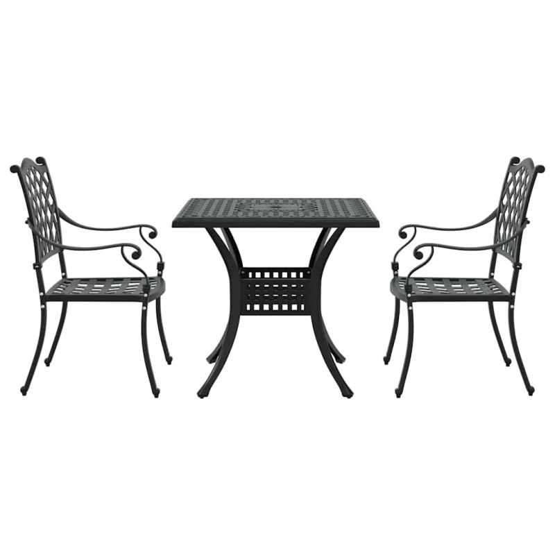 Zestaw stołów ogrodowych 3 pcs Czarny Aluminium odlewane