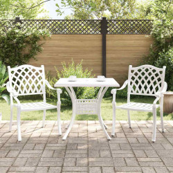 Zestaw stołów ogrodowych 3 pcs Biały Aluminium odlewane