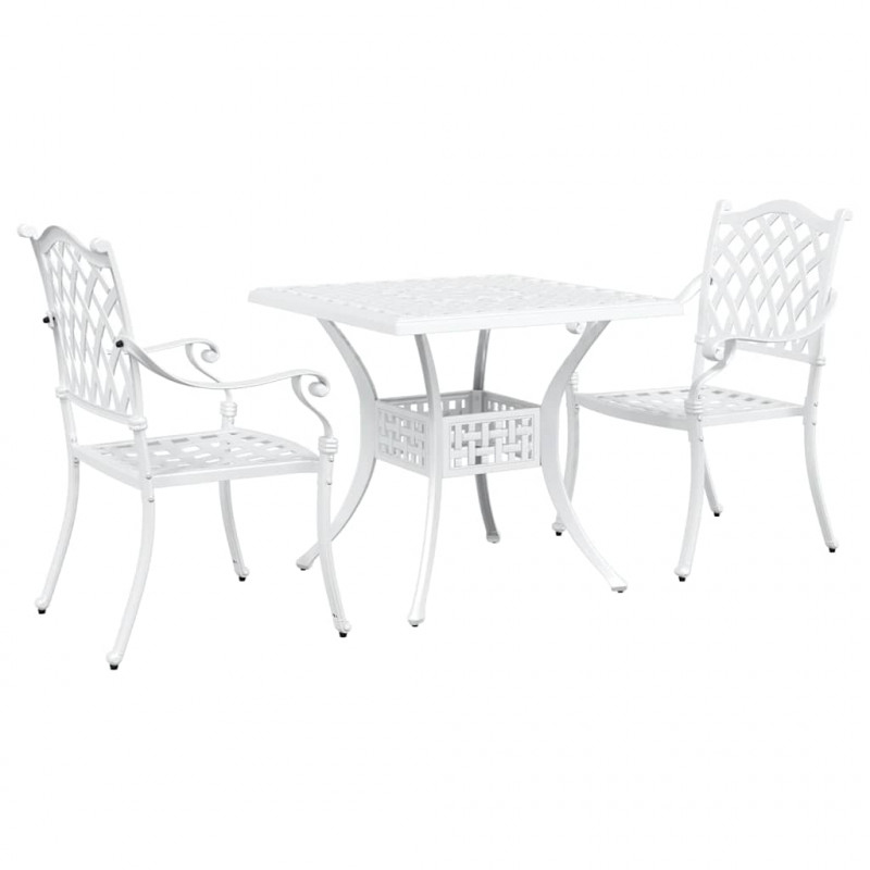 Zestaw stołów ogrodowych 3 pcs Biały Aluminium odlewane