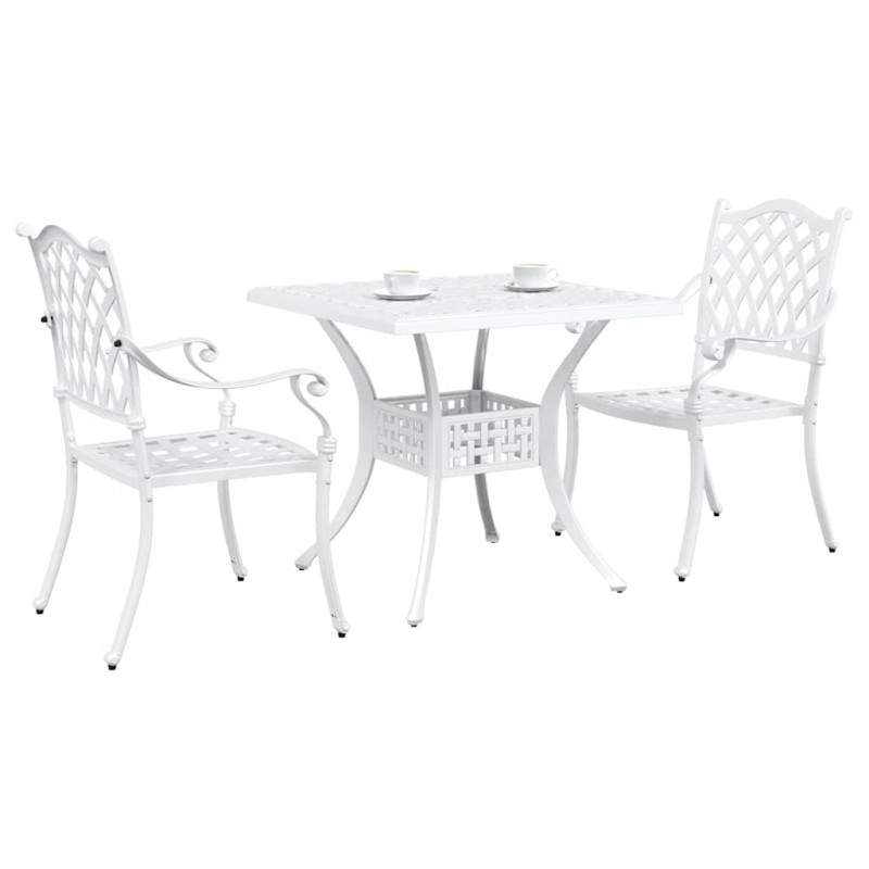 Zestaw stołów ogrodowych 3 pcs Biały Aluminium odlewane