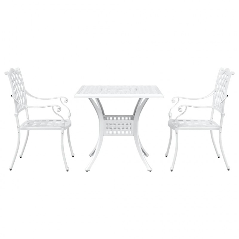 Zestaw stołów ogrodowych 3 pcs Biały Aluminium odlewane