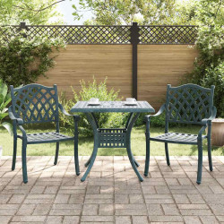 Zestaw stołów ogrodowych 3 pcs Zielony Aluminium odlewane