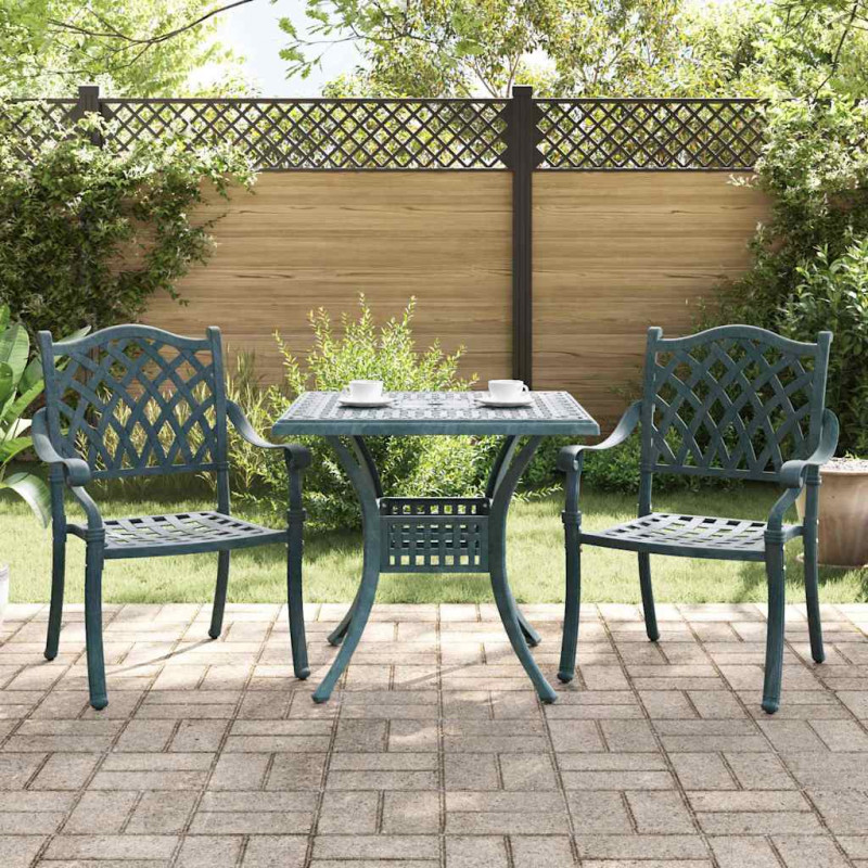 Zestaw stołów ogrodowych 3 pcs Zielony Aluminium odlewane