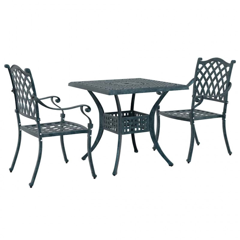 Zestaw stołów ogrodowych 3 pcs Zielony Aluminium odlewane