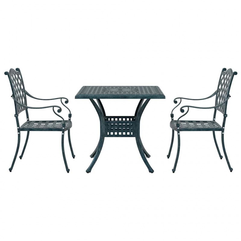 Zestaw stołów ogrodowych 3 pcs Zielony Aluminium odlewane
