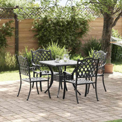 Zestaw stołów ogrodowych 5 pcs Czarny Aluminium odlewane