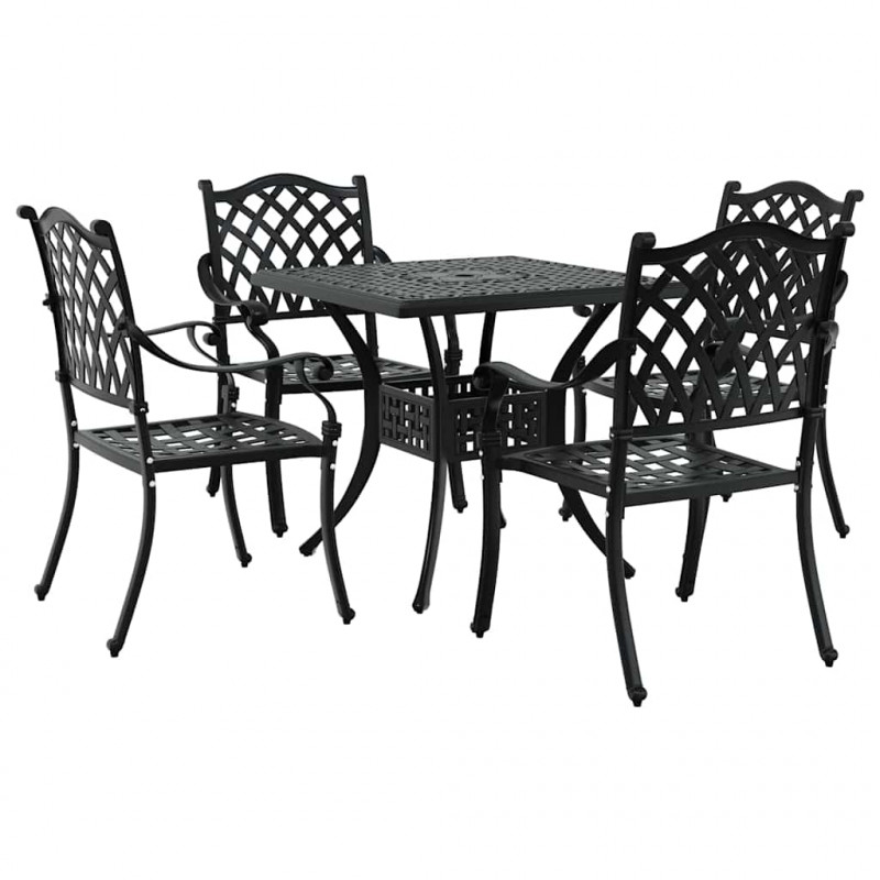 Zestaw stołów ogrodowych 5 pcs Czarny Aluminium odlewane