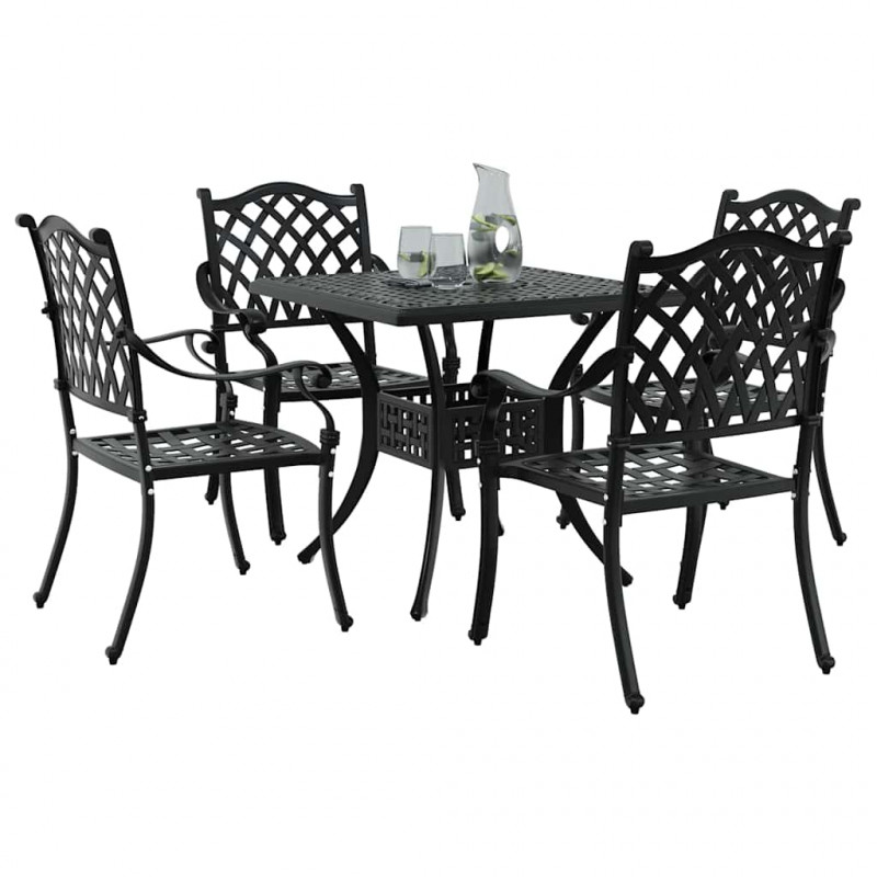 Zestaw stołów ogrodowych 5 pcs Czarny Aluminium odlewane