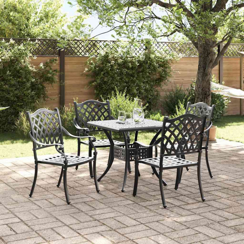 Zestaw stołów ogrodowych 5 pcs Czarny Aluminium odlewane