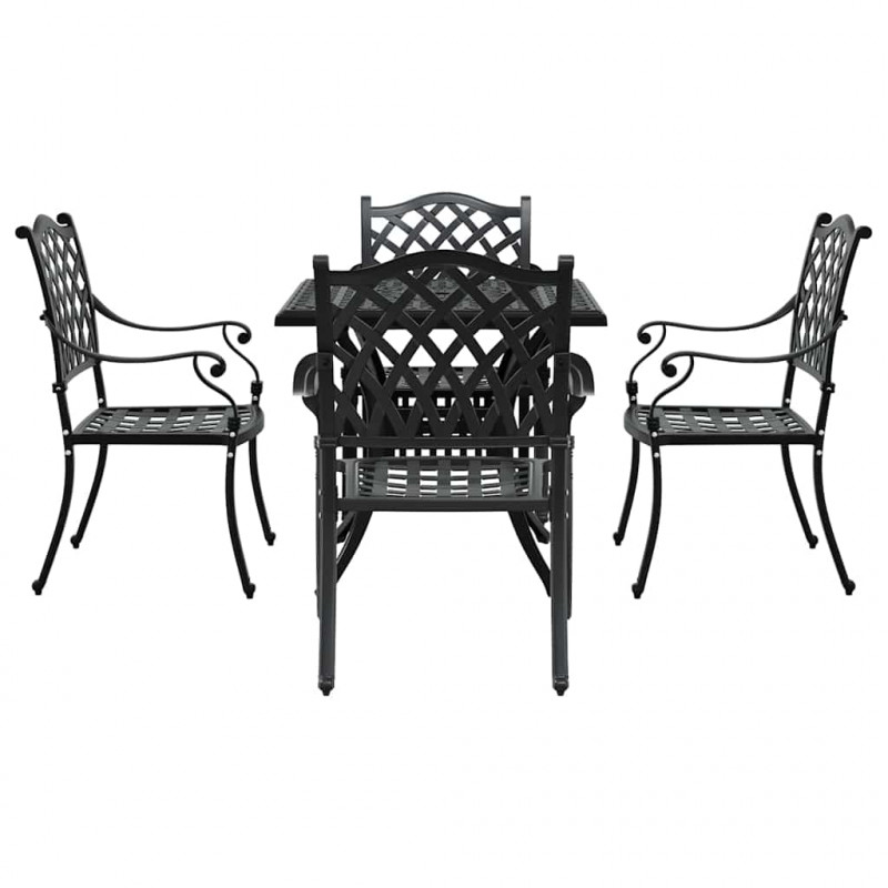 Zestaw stołów ogrodowych 5 pcs Czarny Aluminium odlewane