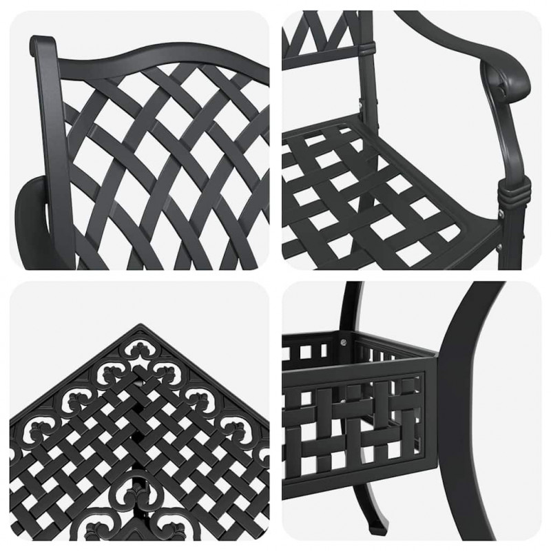 Zestaw stołów ogrodowych 5 pcs Czarny Aluminium odlewane