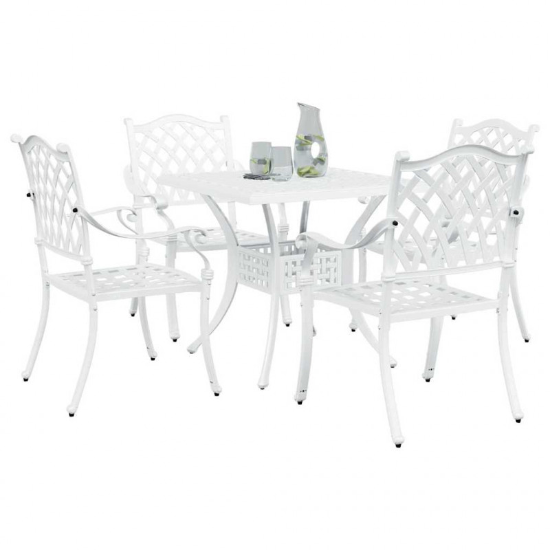 Zestaw stołów ogrodowych 5 pcs Biały Aluminium odlewane