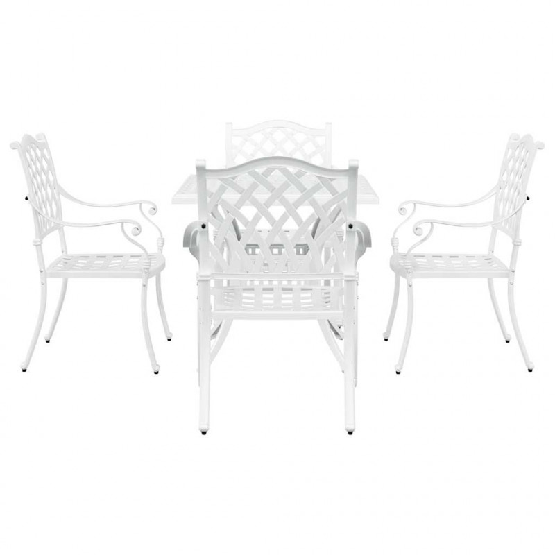 Zestaw stołów ogrodowych 5 pcs Biały Aluminium odlewane