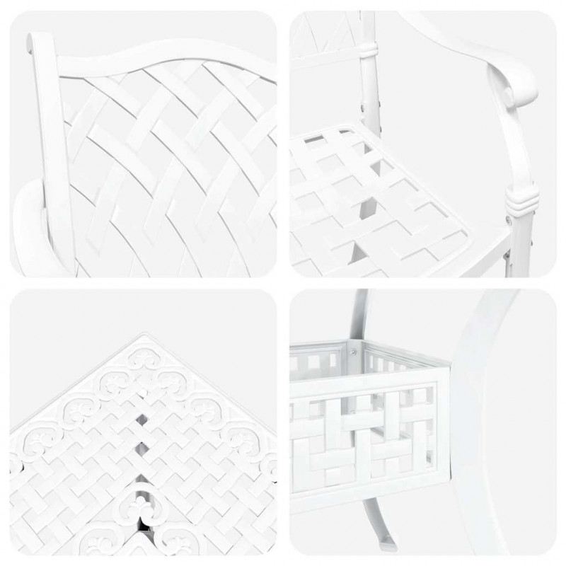 Zestaw stołów ogrodowych 5 pcs Biały Aluminium odlewane