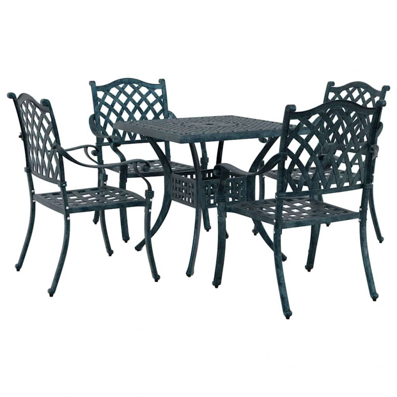 Zestaw stołów ogrodowych 5 pcs Zielony Aluminium odlewane