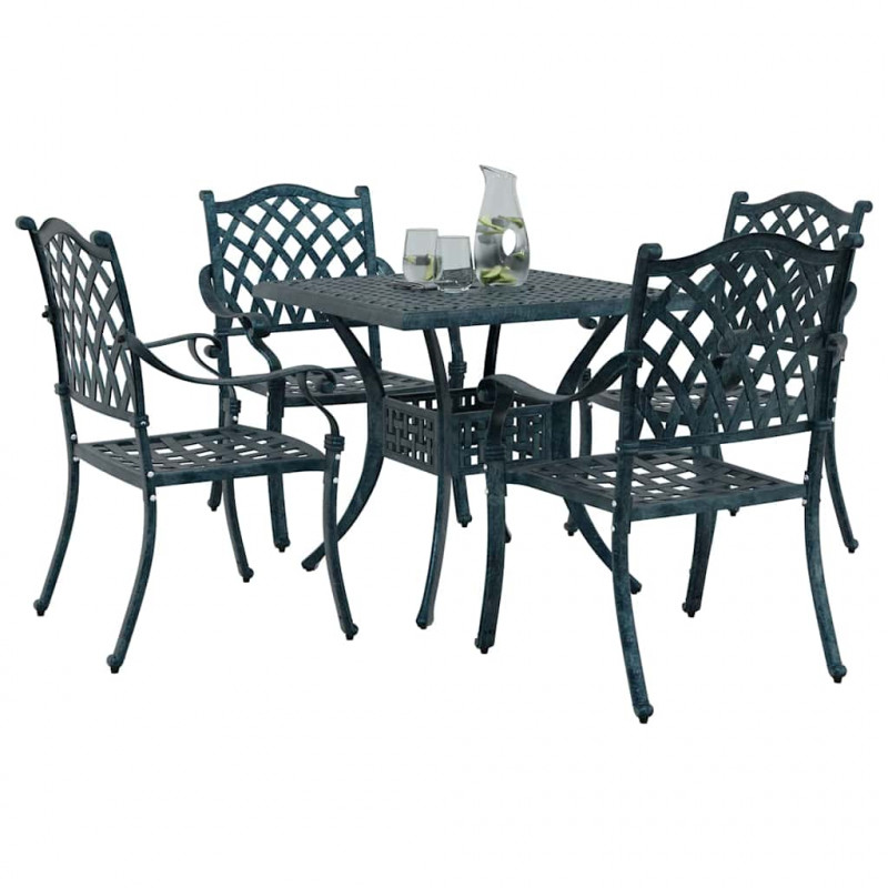 Zestaw stołów ogrodowych 5 pcs Zielony Aluminium odlewane