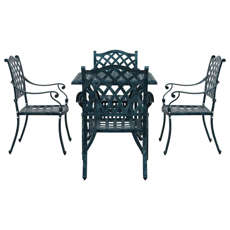 Zestaw stołów ogrodowych 5 pcs Zielony Aluminium odlewane