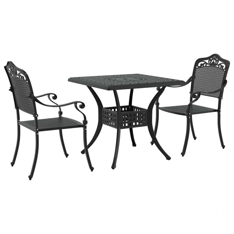 Zestaw stołów ogrodowych 3 pcs Czarny Aluminium odlewane