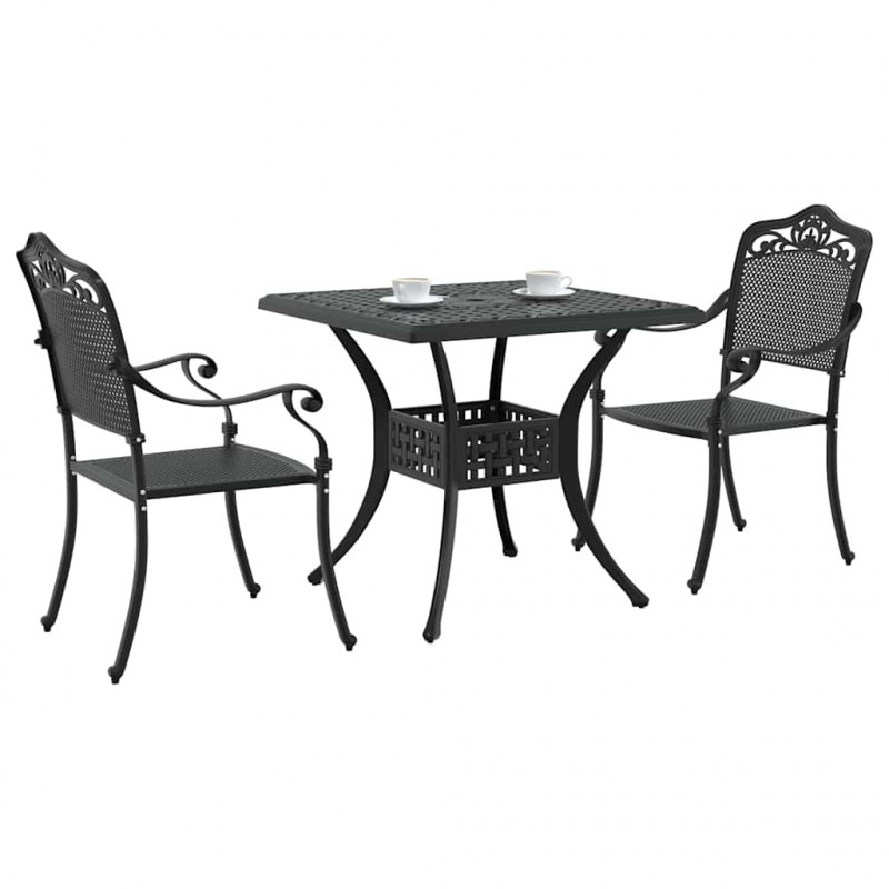 Zestaw stołów ogrodowych 3 pcs Czarny Aluminium odlewane