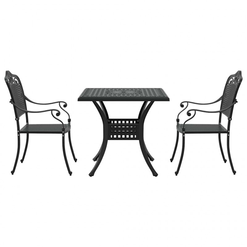 Zestaw stołów ogrodowych 3 pcs Czarny Aluminium odlewane