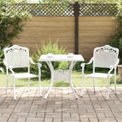 Zestaw stołów ogrodowych 3 pcs Biały Aluminium odlewane