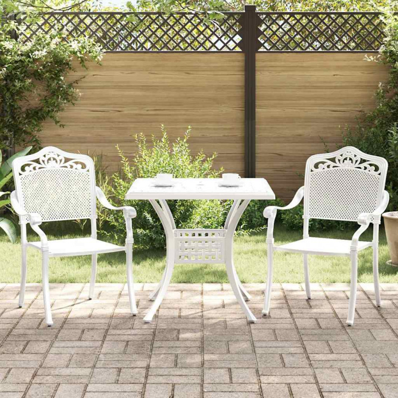 Zestaw stołów ogrodowych 3 pcs Biały Aluminium odlewane