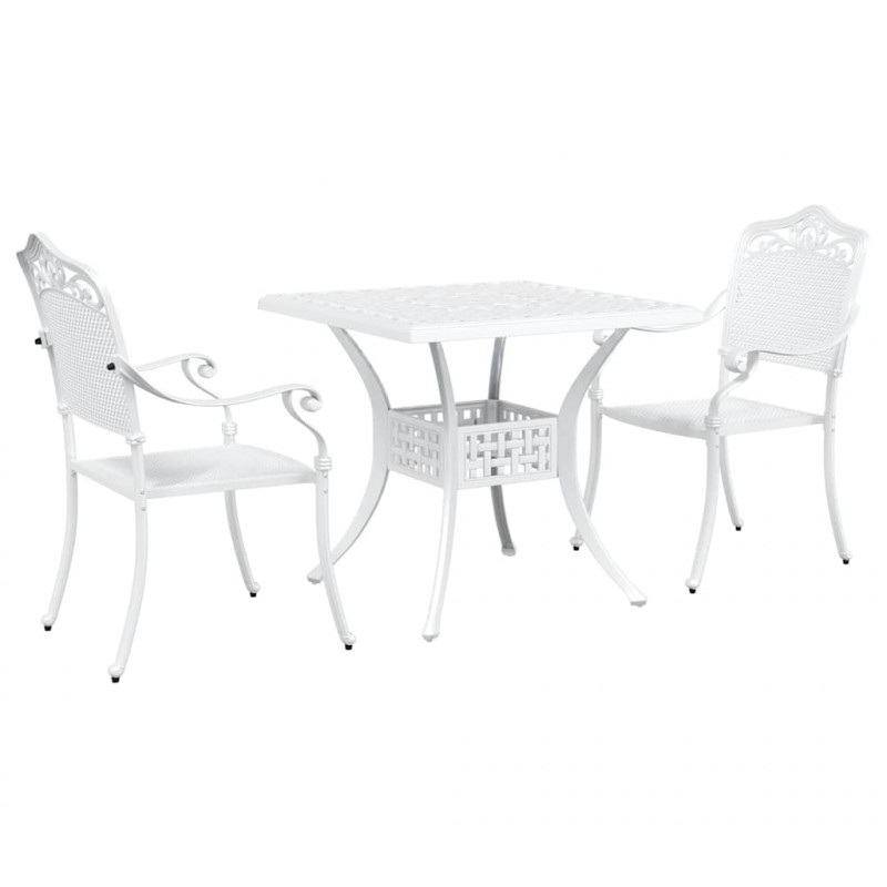 Zestaw stołów ogrodowych 3 pcs Biały Aluminium odlewane