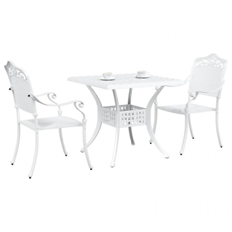 Zestaw stołów ogrodowych 3 pcs Biały Aluminium odlewane