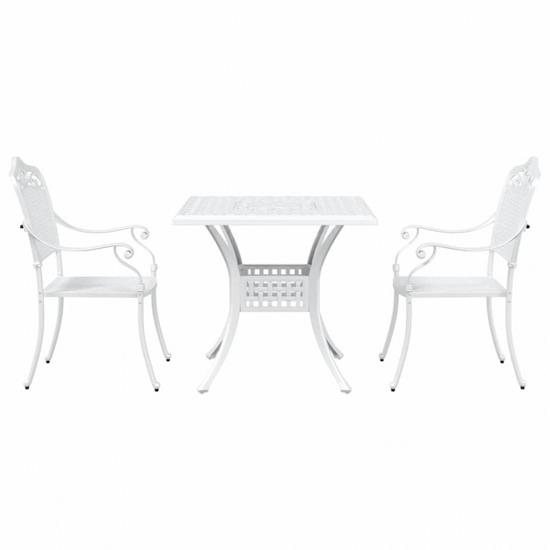 Zestaw stołów ogrodowych 3 pcs Biały Aluminium odlewane